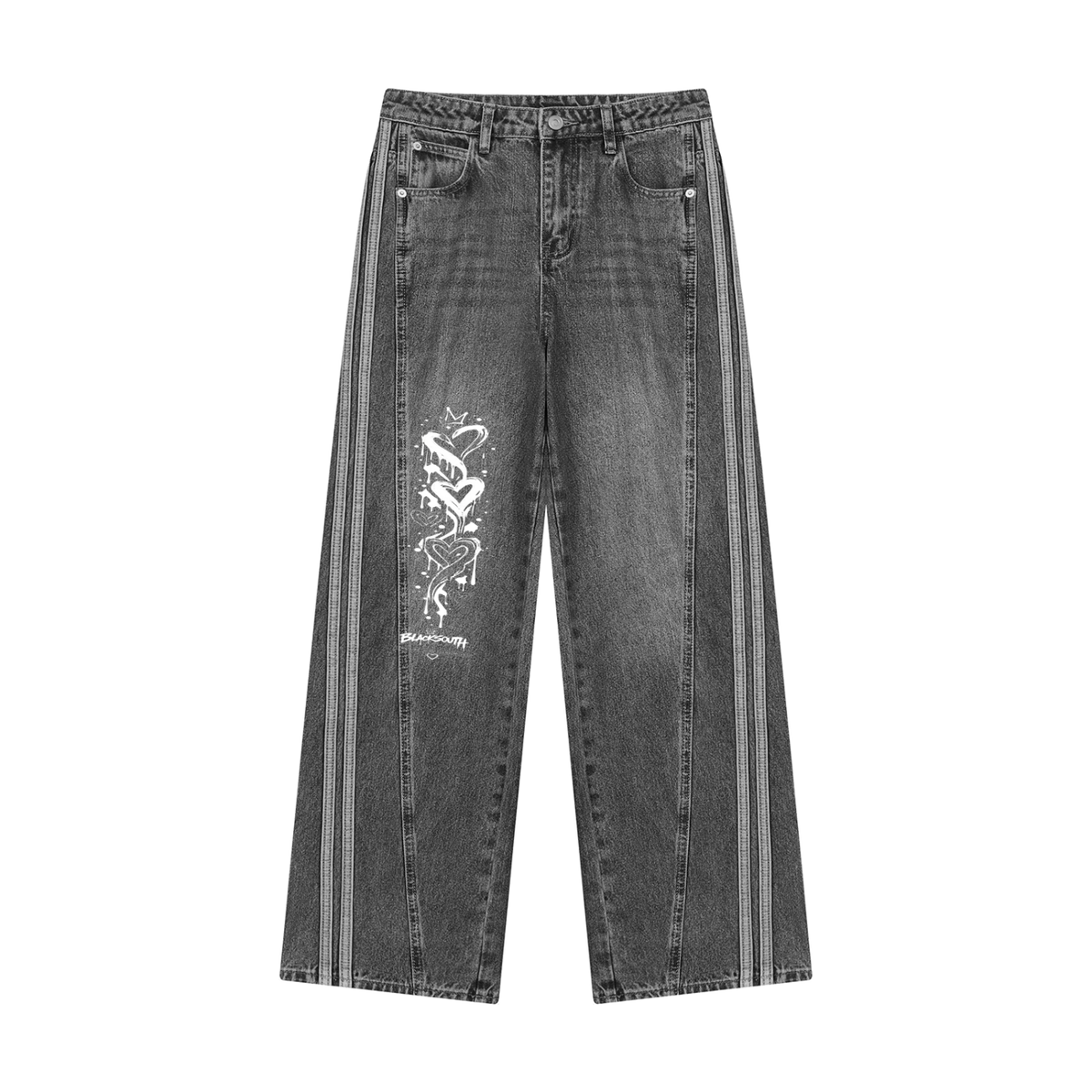Beesmoove BlackSouth  HEARTBREAK Women’s Wide Leg Denim Jeans