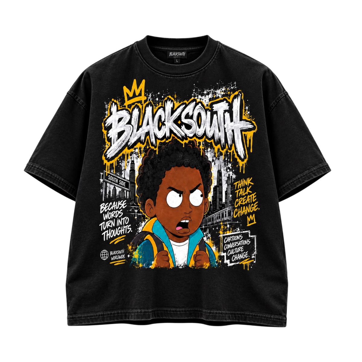 Beesmoove Blacksouth Same Streets, Different Views Boxy Oversized Tee