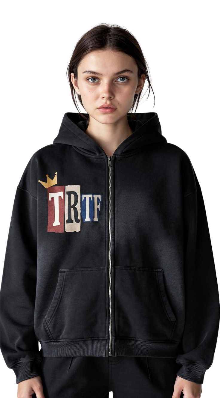 BEESMOOVE Too Real to Fold Edition Zipper Boxy Fleece Hoodie