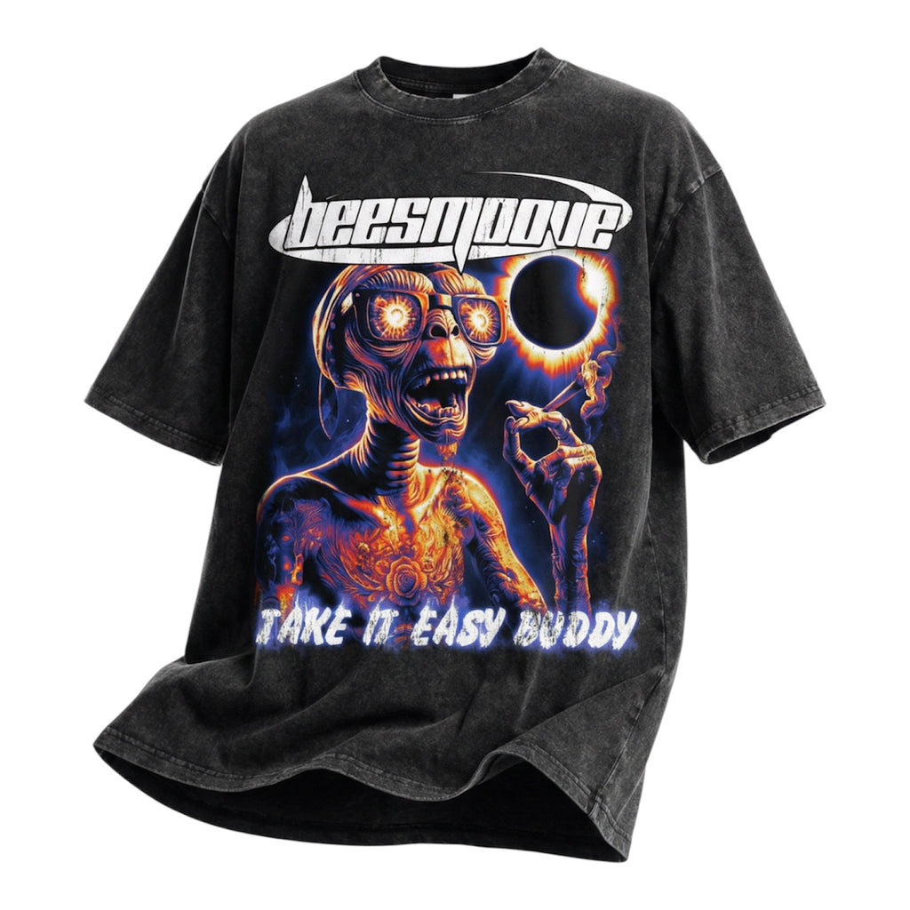 BEESMOOVE Take It Easy Buddy Oversize Washed Tee