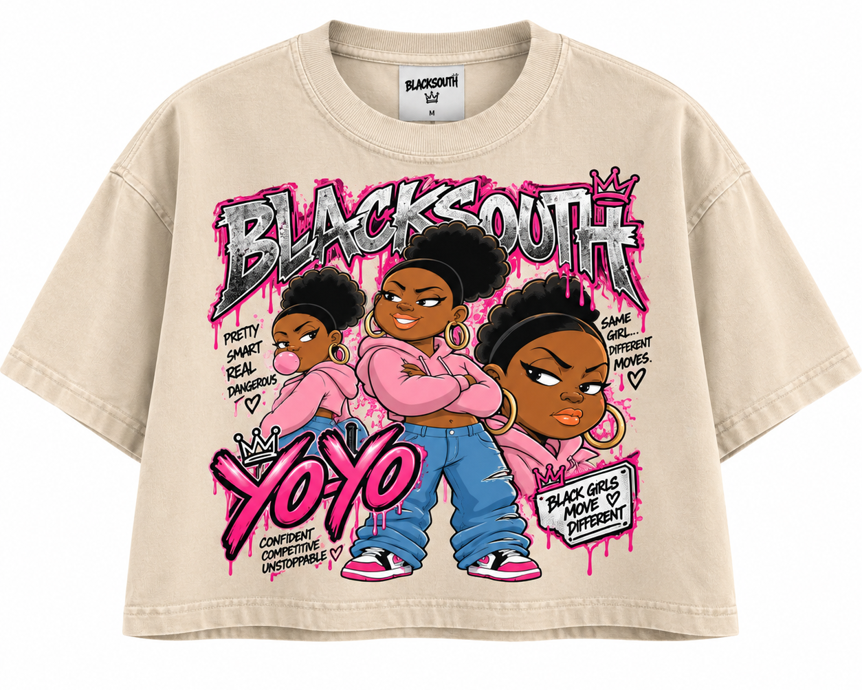 BEESMOOVE × BlackSouth Yo-Yo Back Graphic Crop Tee