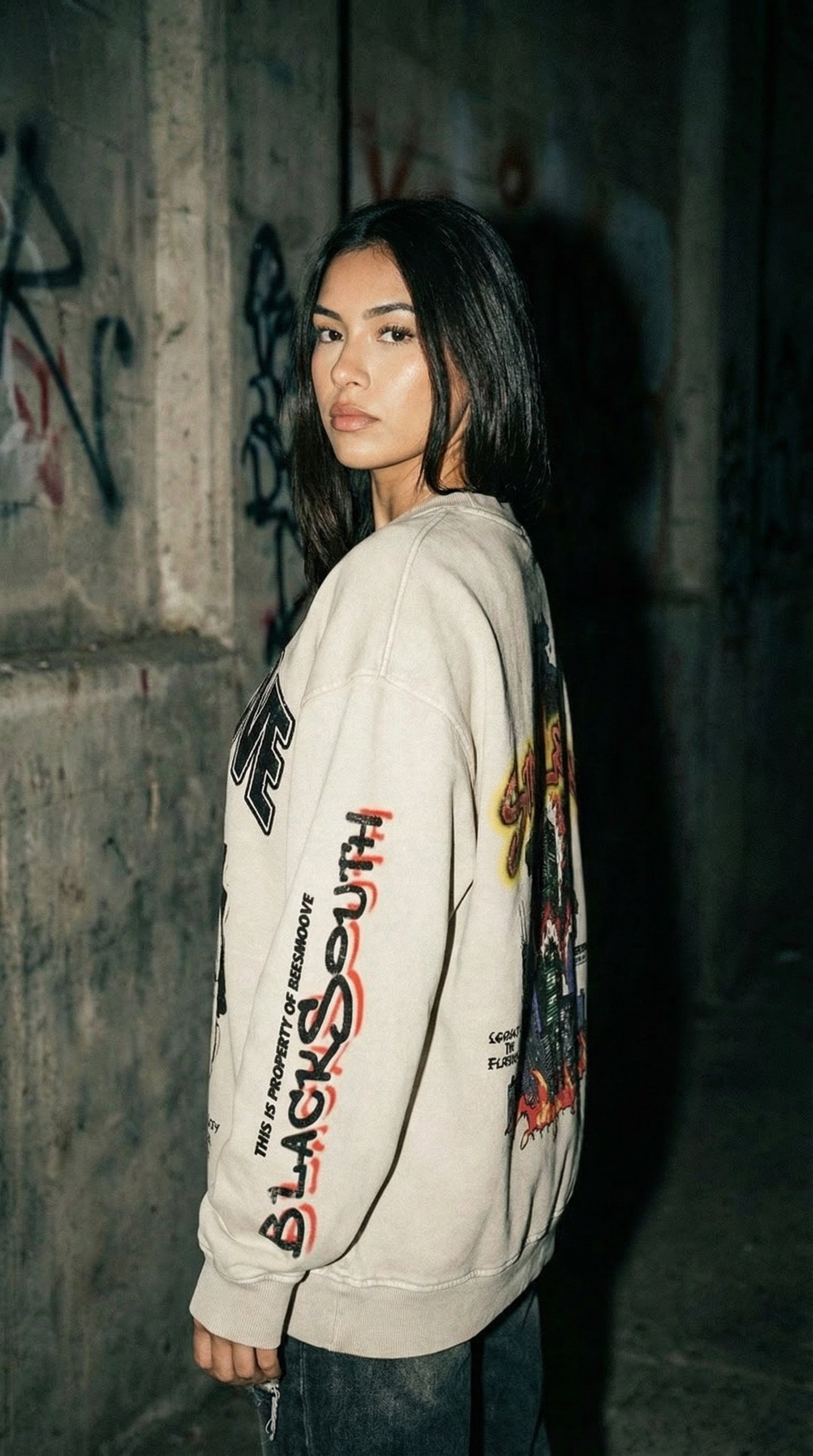 BEESMOOVE BlackSouth LiL Boo Chicago Legacy Oversized Sweatshirt