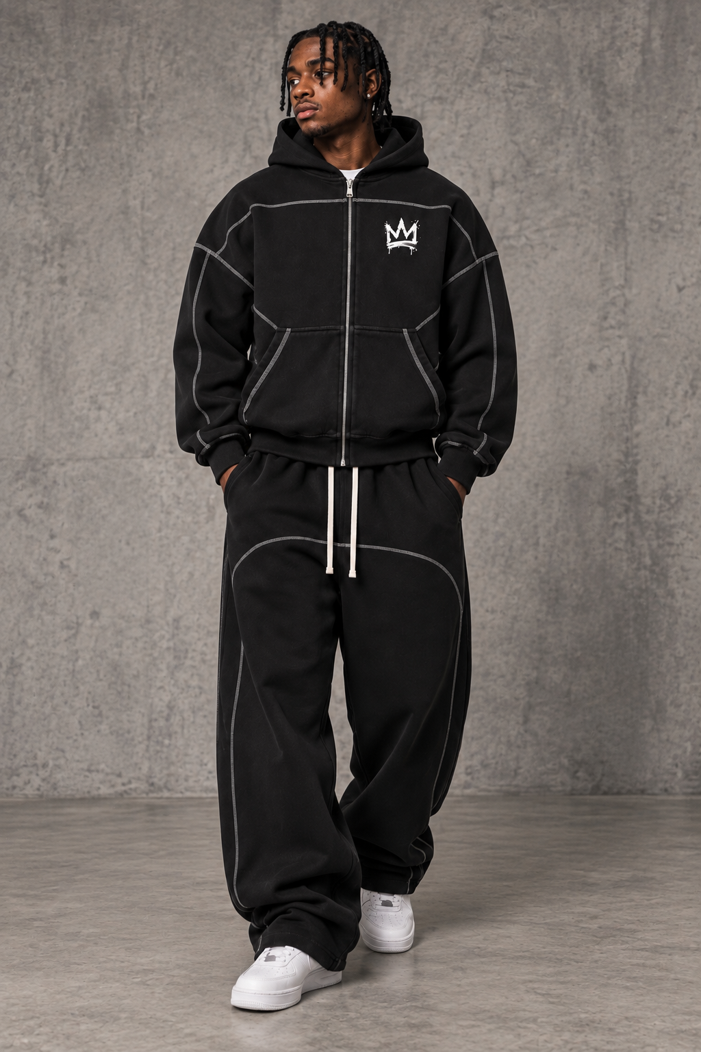 Beesmoove BlackSouth Crownback Set Boxy Zip Hoodie