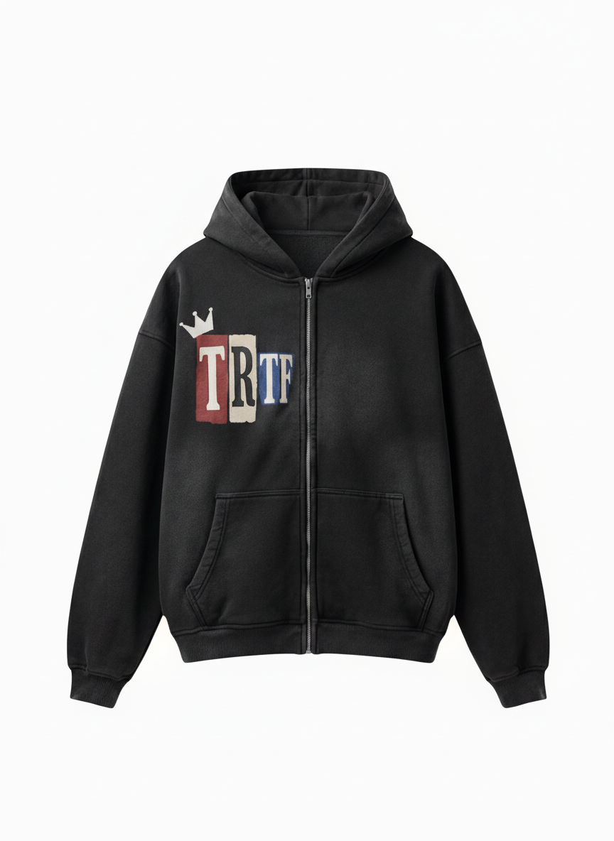 BEESMOOVE Too Real to Fold Edition Zipper Boxy Fleece Hoodie