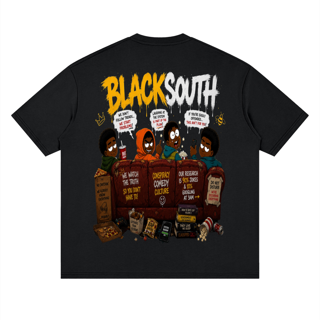 Beesmoove BlackSouth: Couch Chronicles  Loose Drop Shoulder T-Shirt