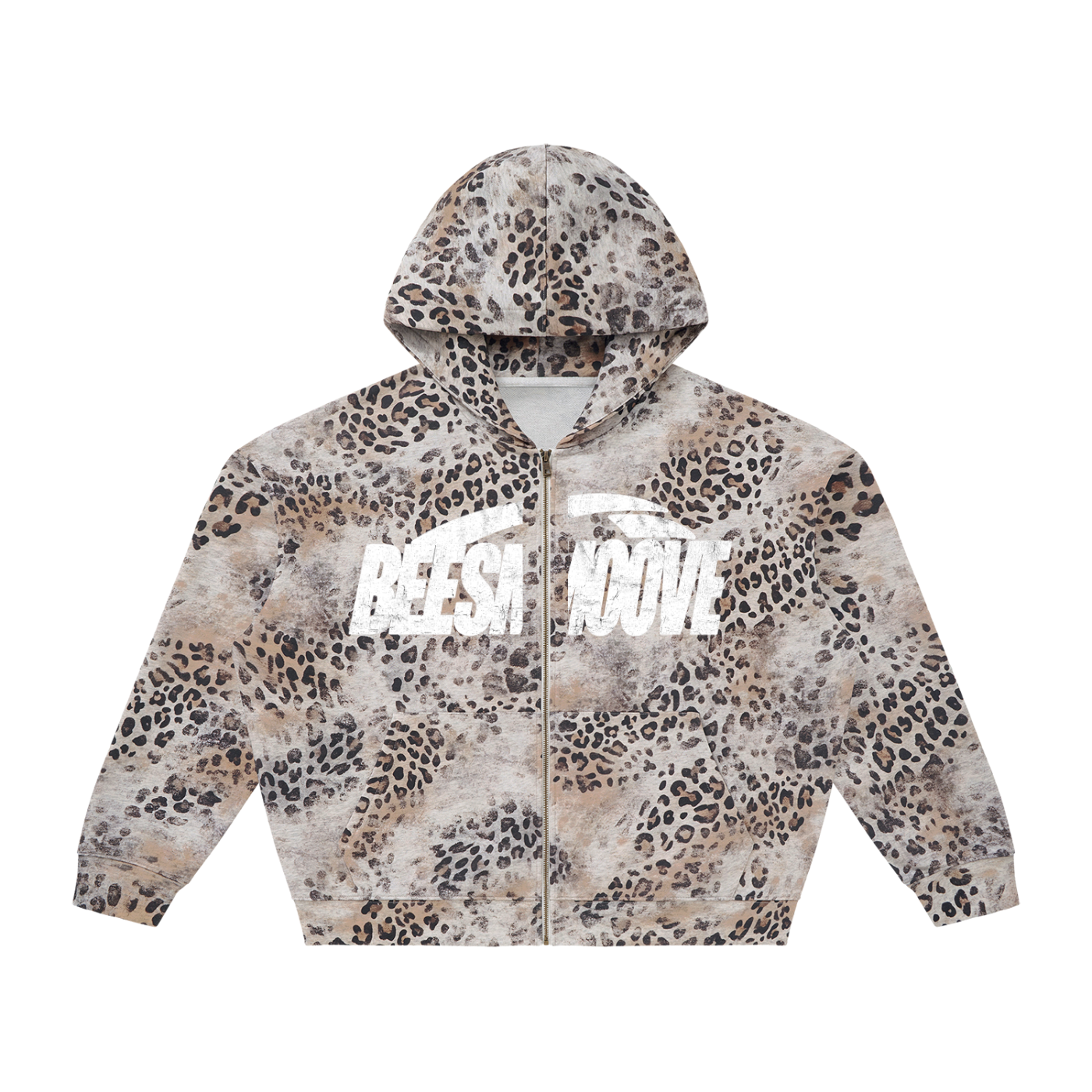 Beesmoove Vintage Wash Leopard Full Zip Hoodie