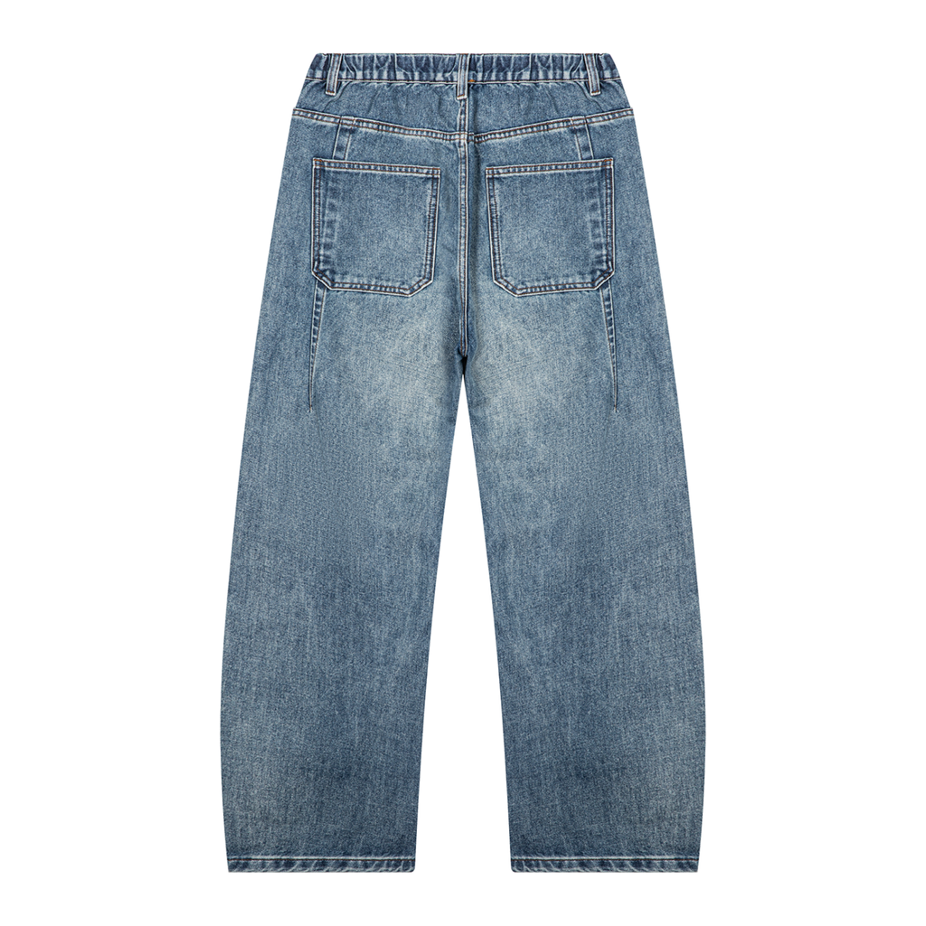 Beesmoove Vintage Wash Barrel Leg Denim Jeans