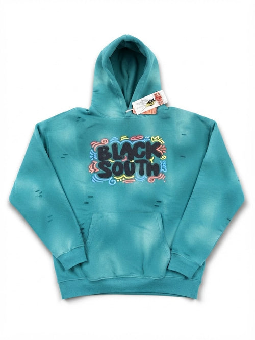 Beesmoove Blacksouth Sunfade Frayed Fleece Hoodie