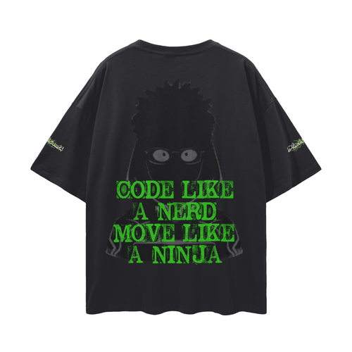 BEESMOOVE Terrell Ninja Code Loose Drop Shoulder T-Shirt -Blacksouth Collection