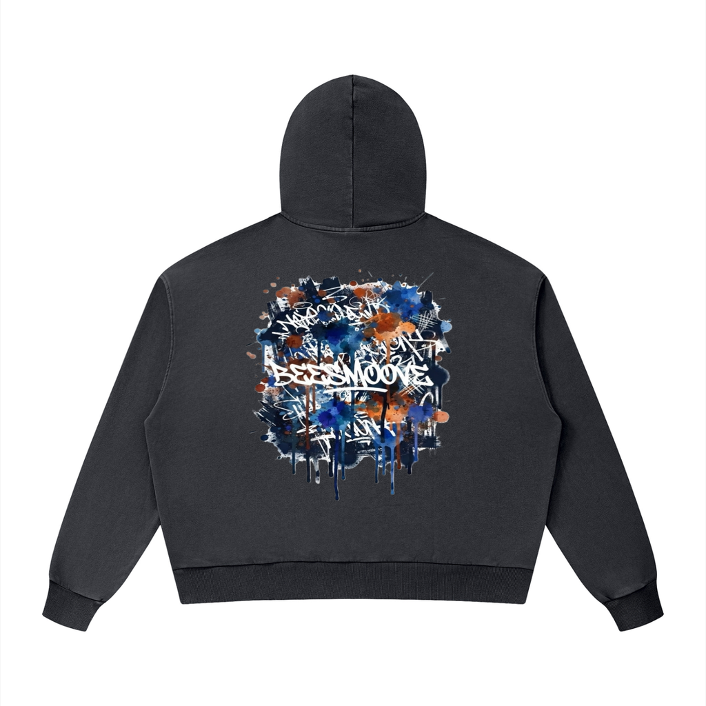 BEESMOOVE BlackSouth art of war Mineral Wash Boxy Hoodie