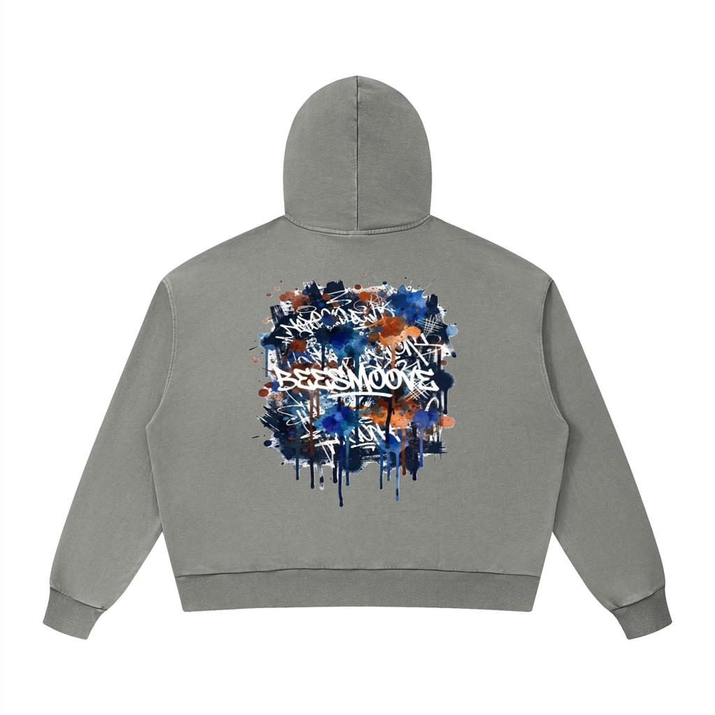 BEESMOOVE BlackSouth art of war Mineral Wash Boxy Hoodie