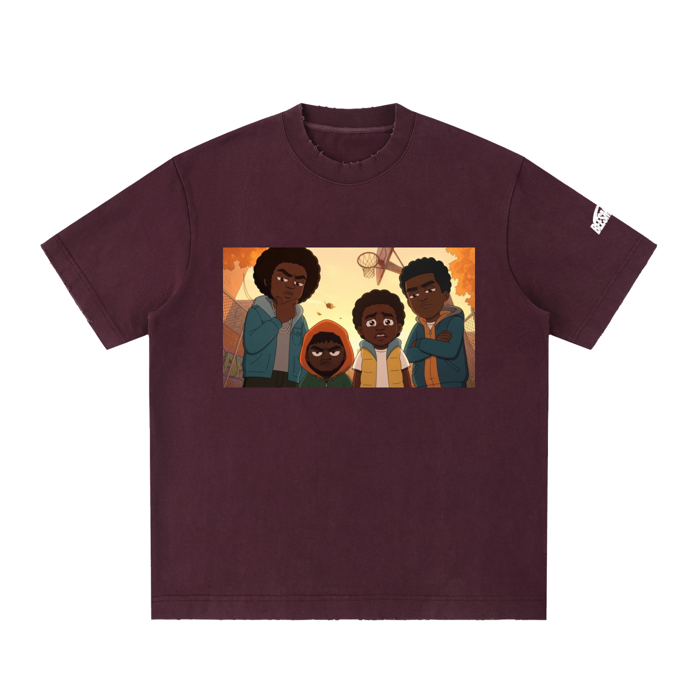 Beesmoove Blacksouth The squad Vintage Washed Frayed T-Shirt