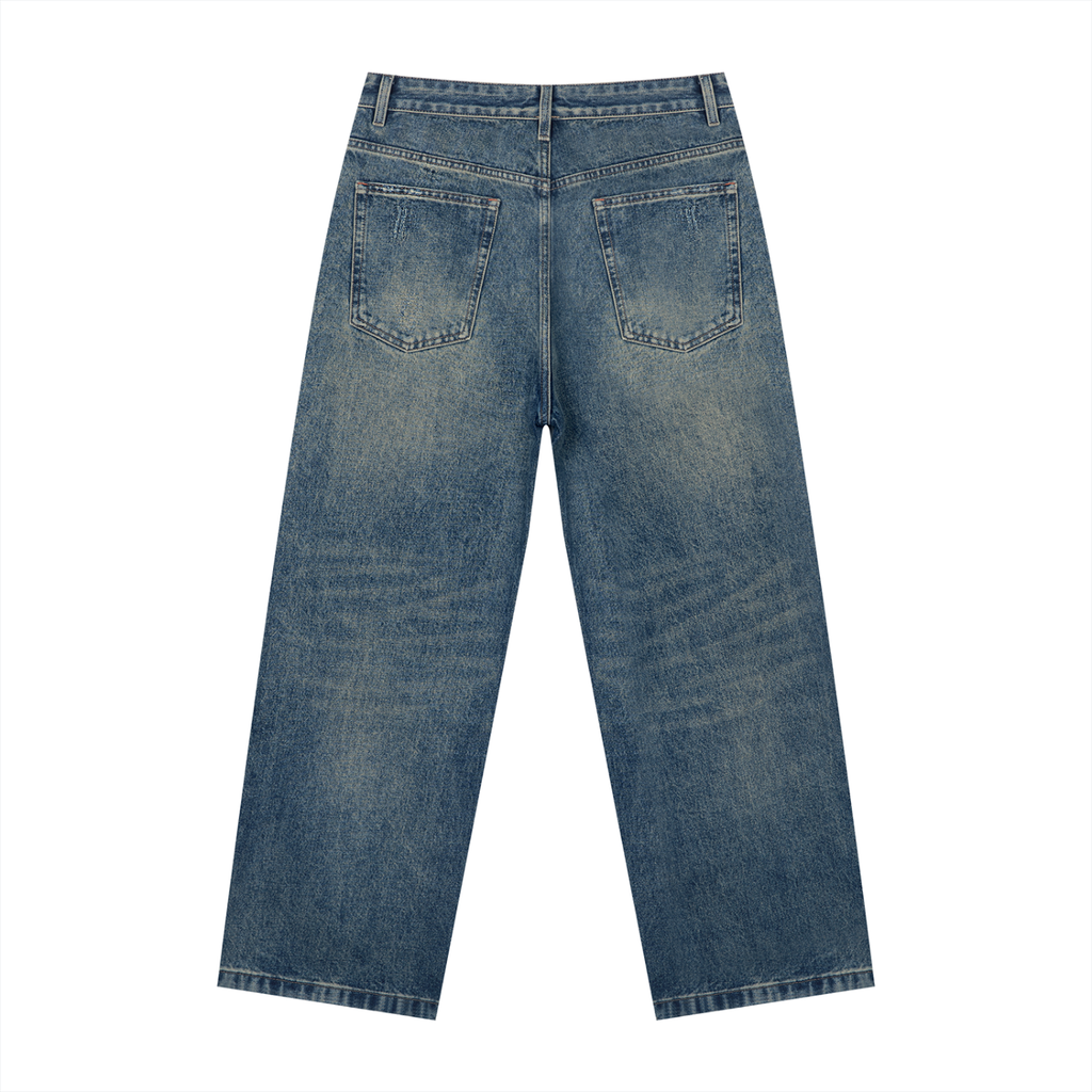 Beesmoove Men's Vintage Wash Denim Jeans