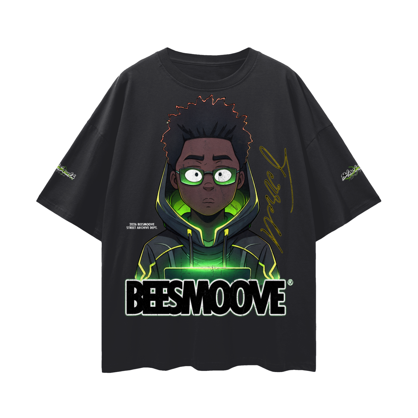 BEESMOOVE Terrell Ninja Code Loose Drop Shoulder T-Shirt -Blacksouth Collection