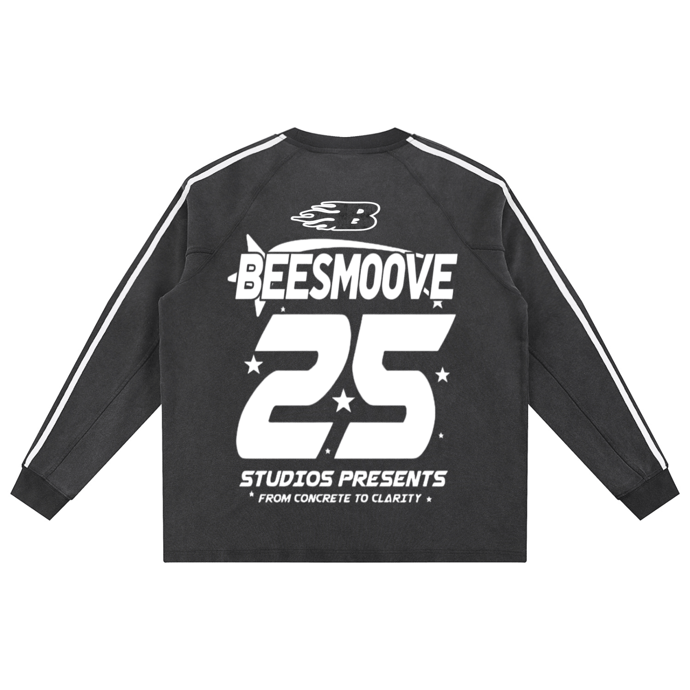 BEESMOOVE Afterlife White Drip Snow Washed Contrast Tape Sweatshirt - Beesmoove