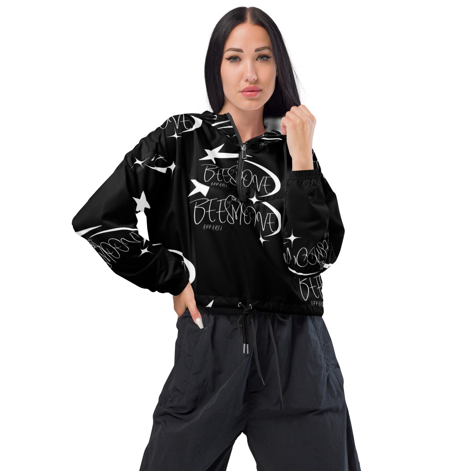 Beesmoove all star famous black Women’s cropped windbreaker - Beesmoove