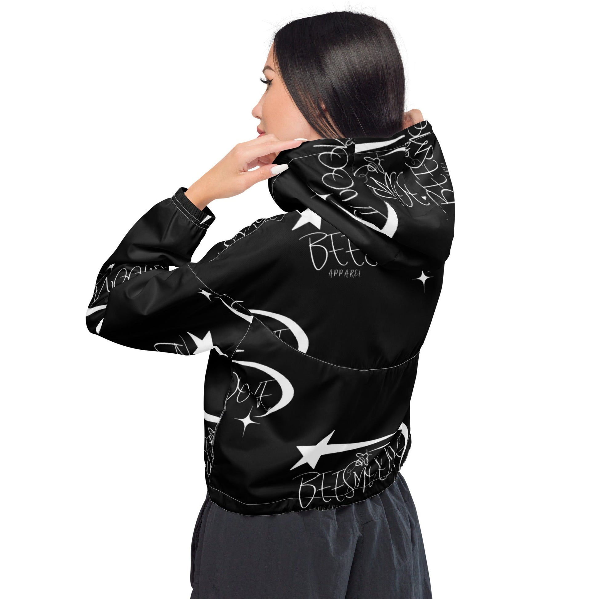 Beesmoove all star famous black Women’s cropped windbreaker - Beesmoove