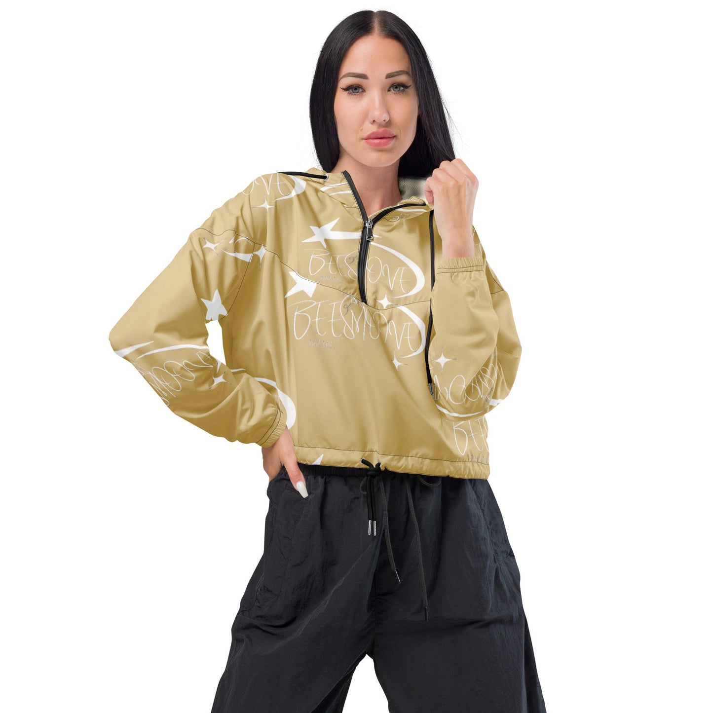 Beesmoove all star famous tan Women’s cropped windbreaker - Beesmoove