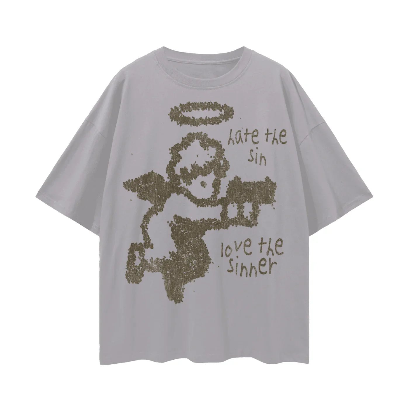 BEESMOOVE Angel’s Crossfire Streetwear Loose Drop Shoulder T-Shirt - Beesmoove