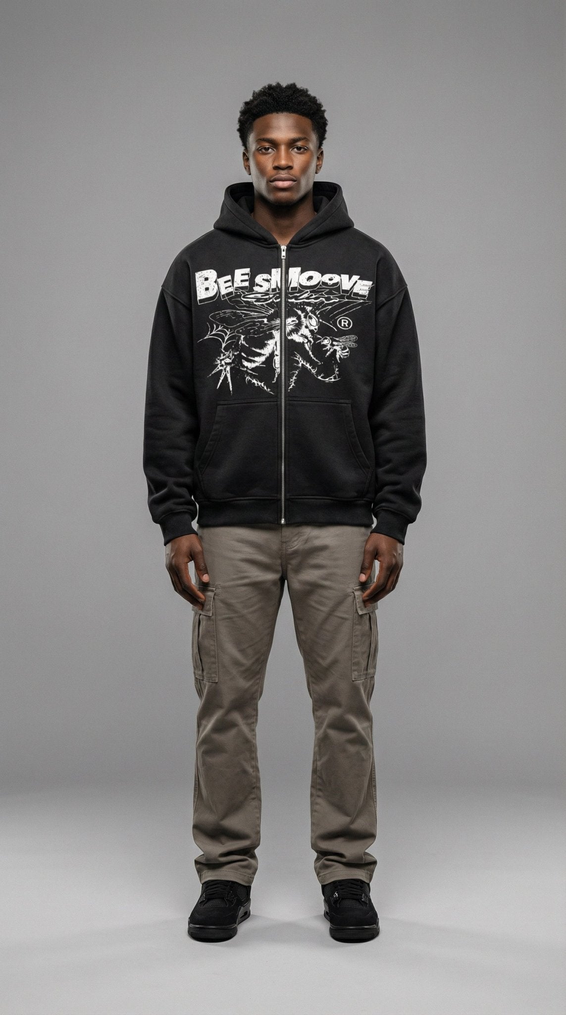 BEESMOOVE B - Squadron: Black Ops Elite Edition Two - way Zipper Boxy Hoodie - Beesmoove