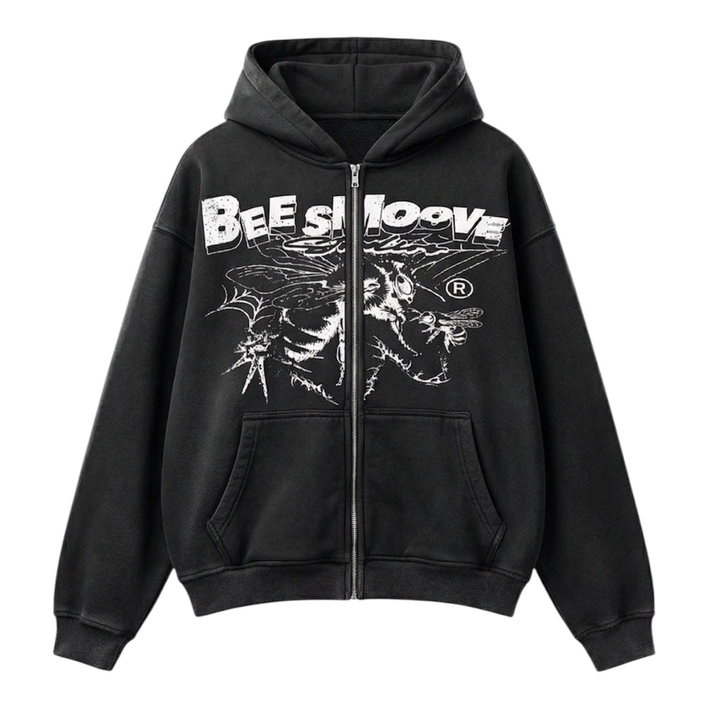 BEESMOOVE B - Squadron: Black Ops Elite Edition Two - way Zipper Boxy Hoodie - Beesmoove