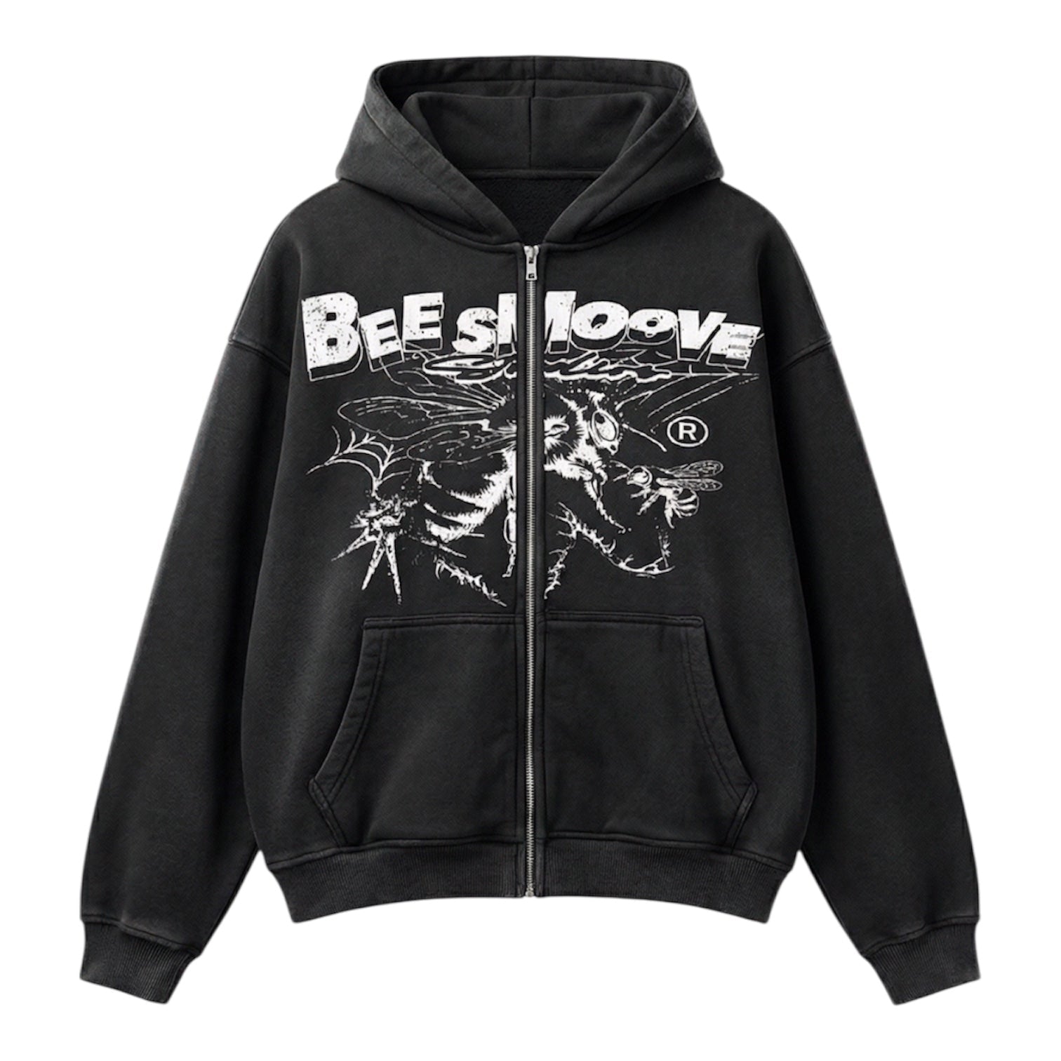 BEESMOOVE B - Squadron: Black Ops Elite Edition Two - way Zipper Boxy Hoodie - Beesmoove