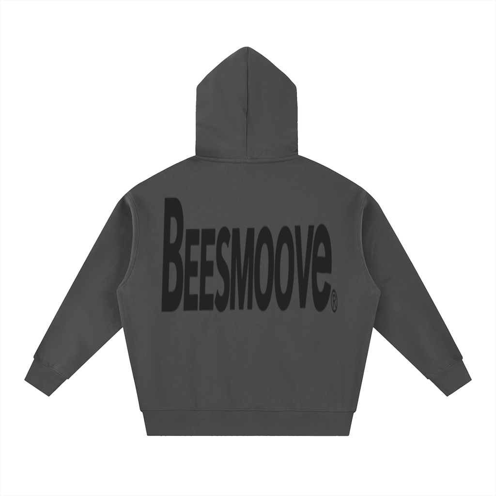 BEESMOOVE BackTalk Black Essential Oversized Fleece Boxy Hoodie - Beesmoove