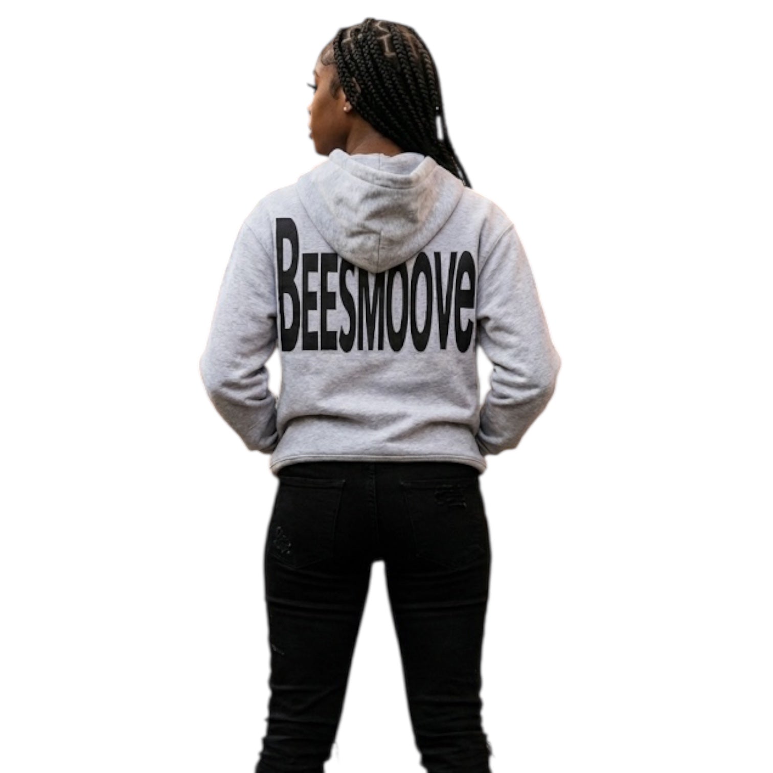 BEESMOOVE BackTalk Black Essential Oversized Fleece Boxy Hoodie - Beesmoove