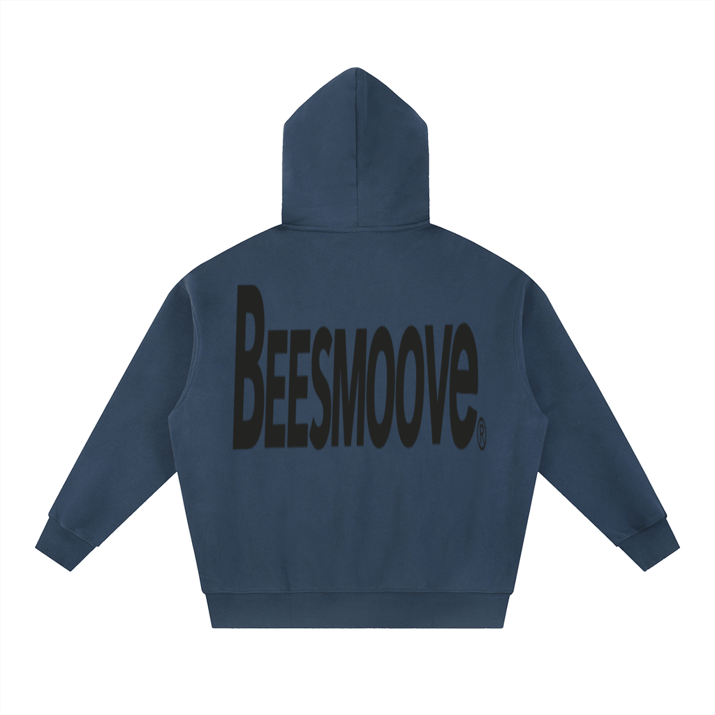 BEESMOOVE BackTalk Black Essential Oversized Fleece Boxy Hoodie - Beesmoove