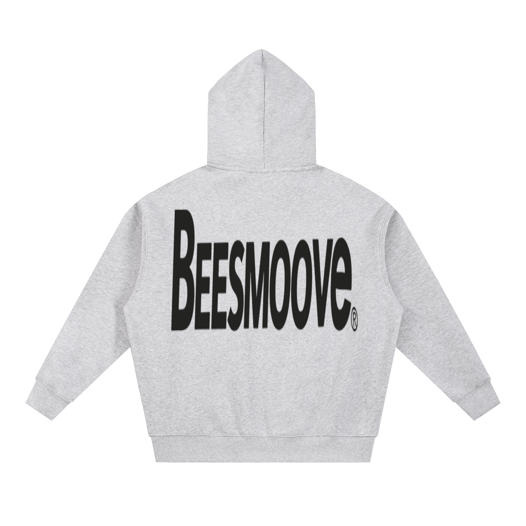 BEESMOOVE BackTalk Black Essential Oversized Fleece Boxy Hoodie - Beesmoove