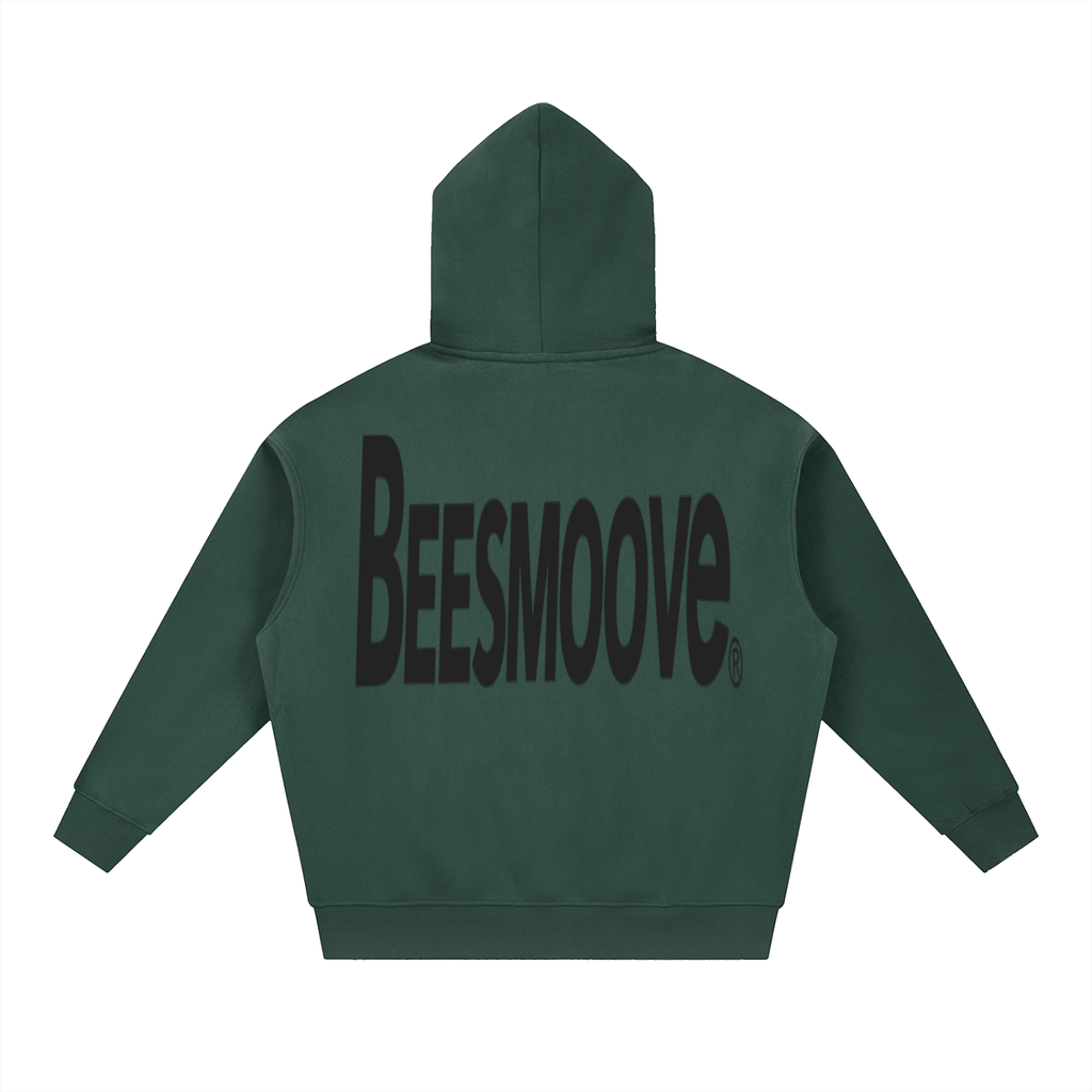 BEESMOOVE BackTalk Black Essential Oversized Fleece Boxy Hoodie - Beesmoove