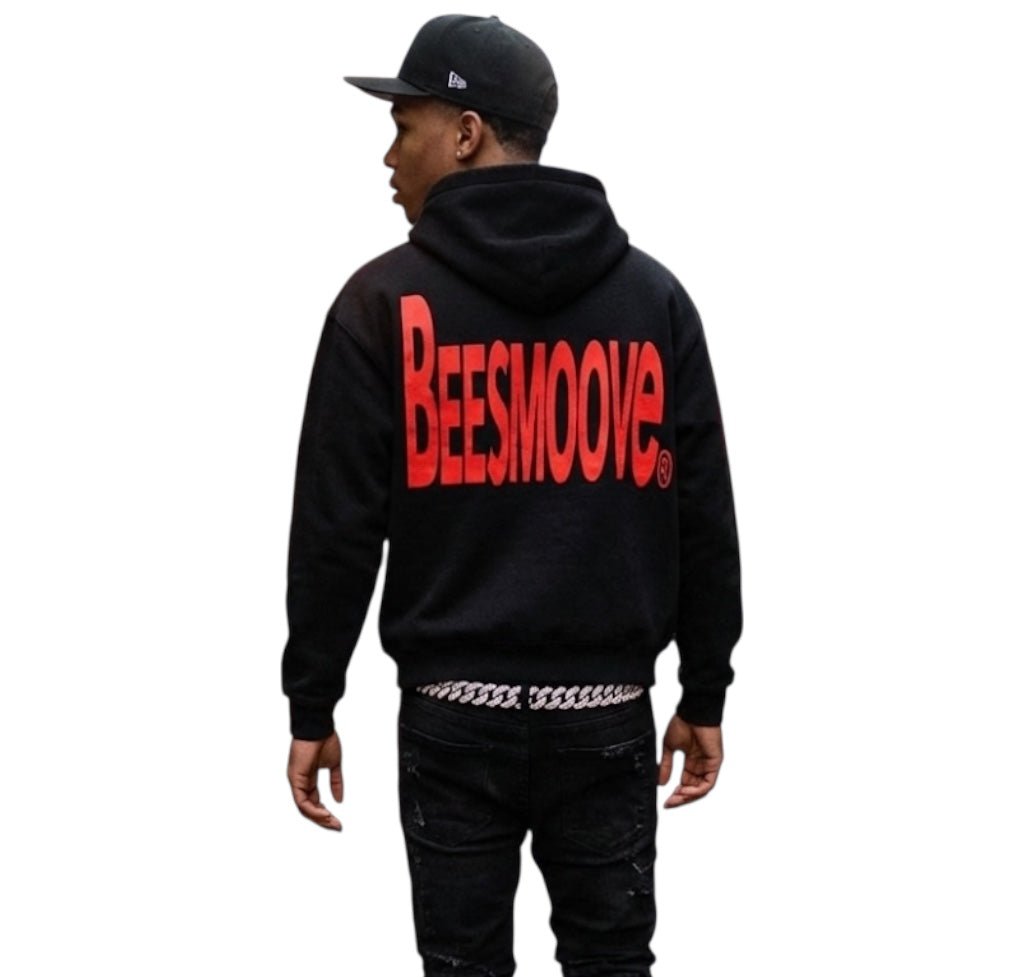 BEESMOOVE BackTalk red Essential Oversized Fleece Boxy Hoodie - Beesmoove