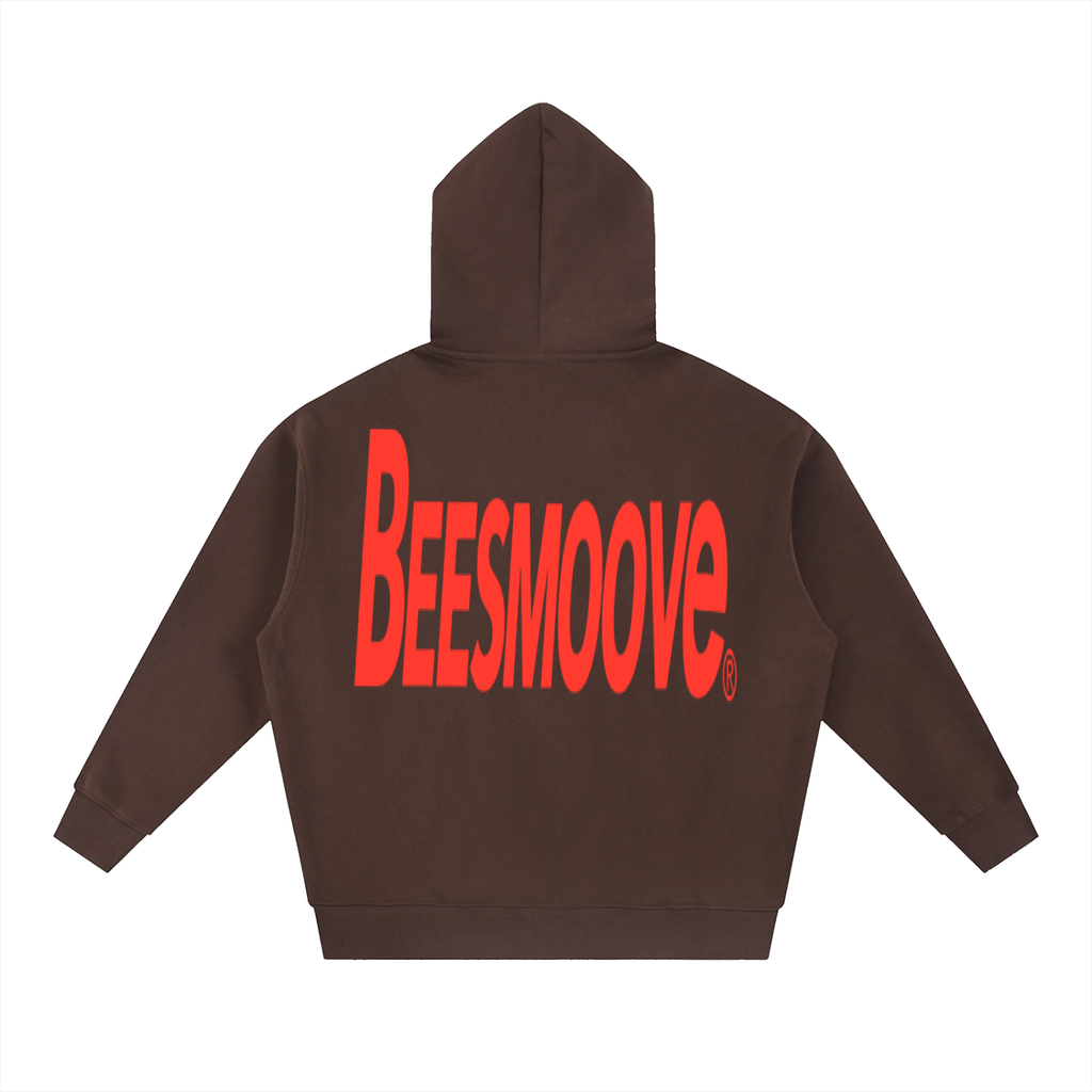 BEESMOOVE BackTalk red Essential Oversized Fleece Boxy Hoodie - Beesmoove