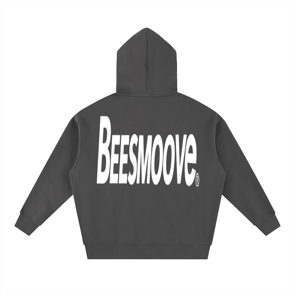 BEESMOOVE BackTalk white Essential Oversized Fleece Boxy Hoodie - Beesmoove