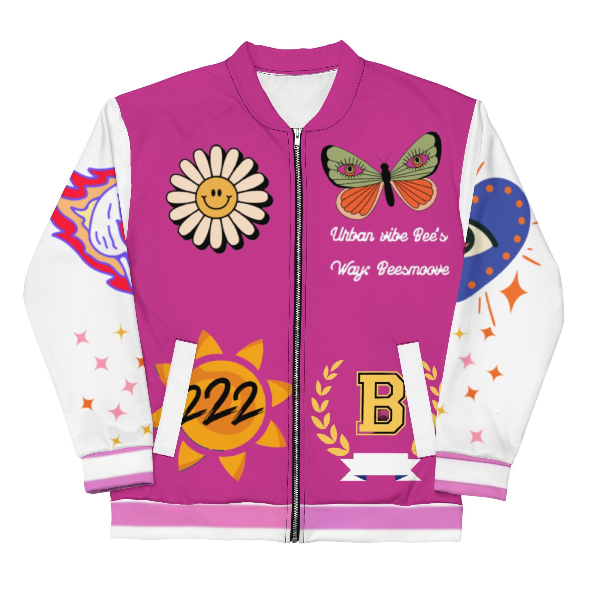 Beesmoove bees way pink Varsity Bomber Jacket - Beesmoove