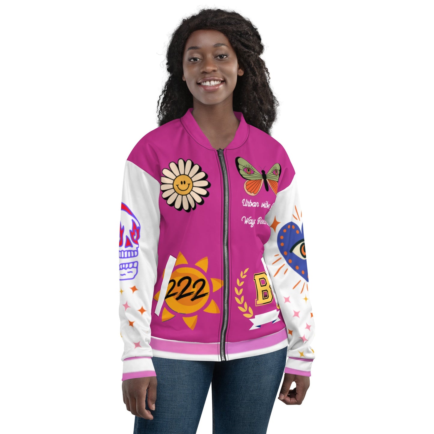 Beesmoove bees way pink Varsity Bomber Jacket - Beesmoove