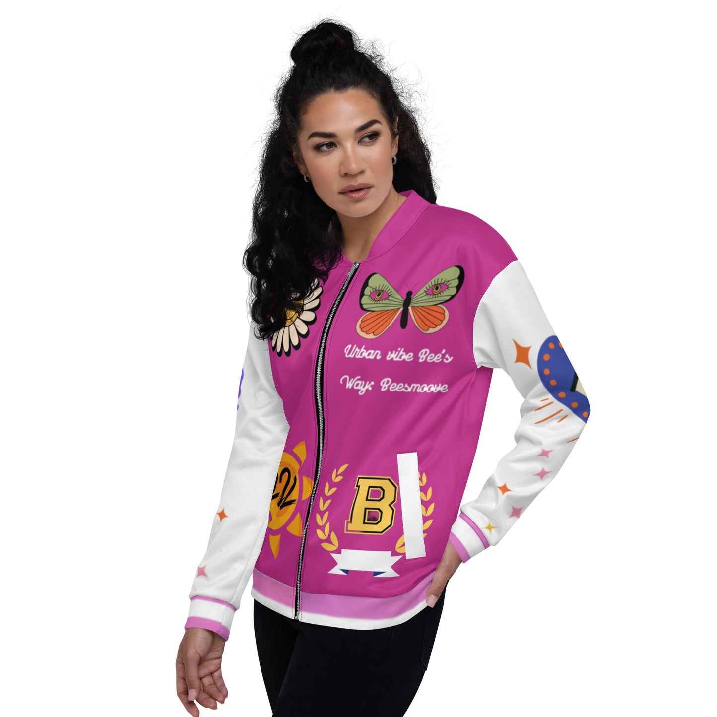 Beesmoove bees way pink Varsity Bomber Jacket - Beesmoove