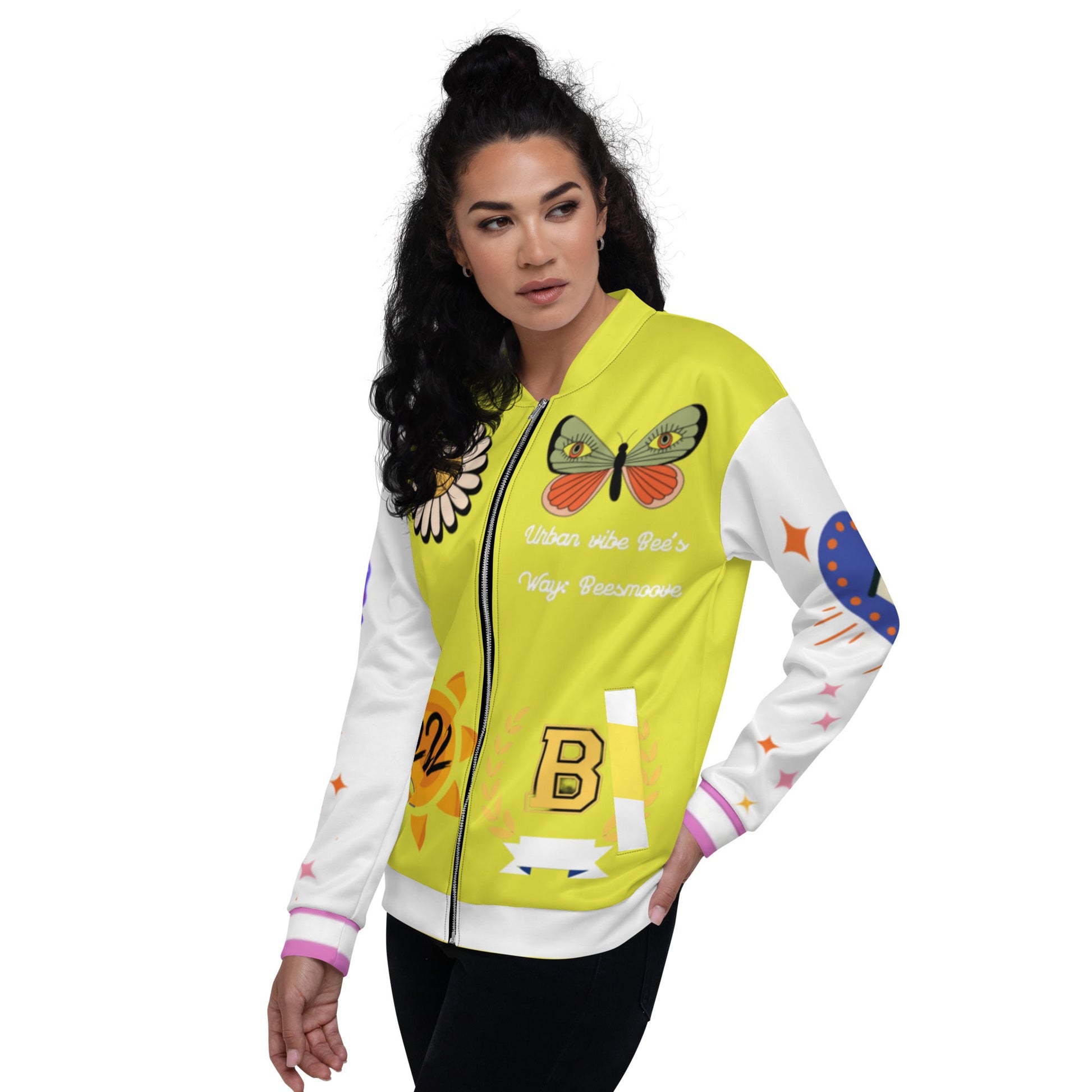 Beesmoove bees way yellow Unisex Bomber Jacket - Beesmoove