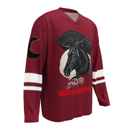 Beesmoove black chess knight horse Recycled hockey fan jersey - Beesmoove