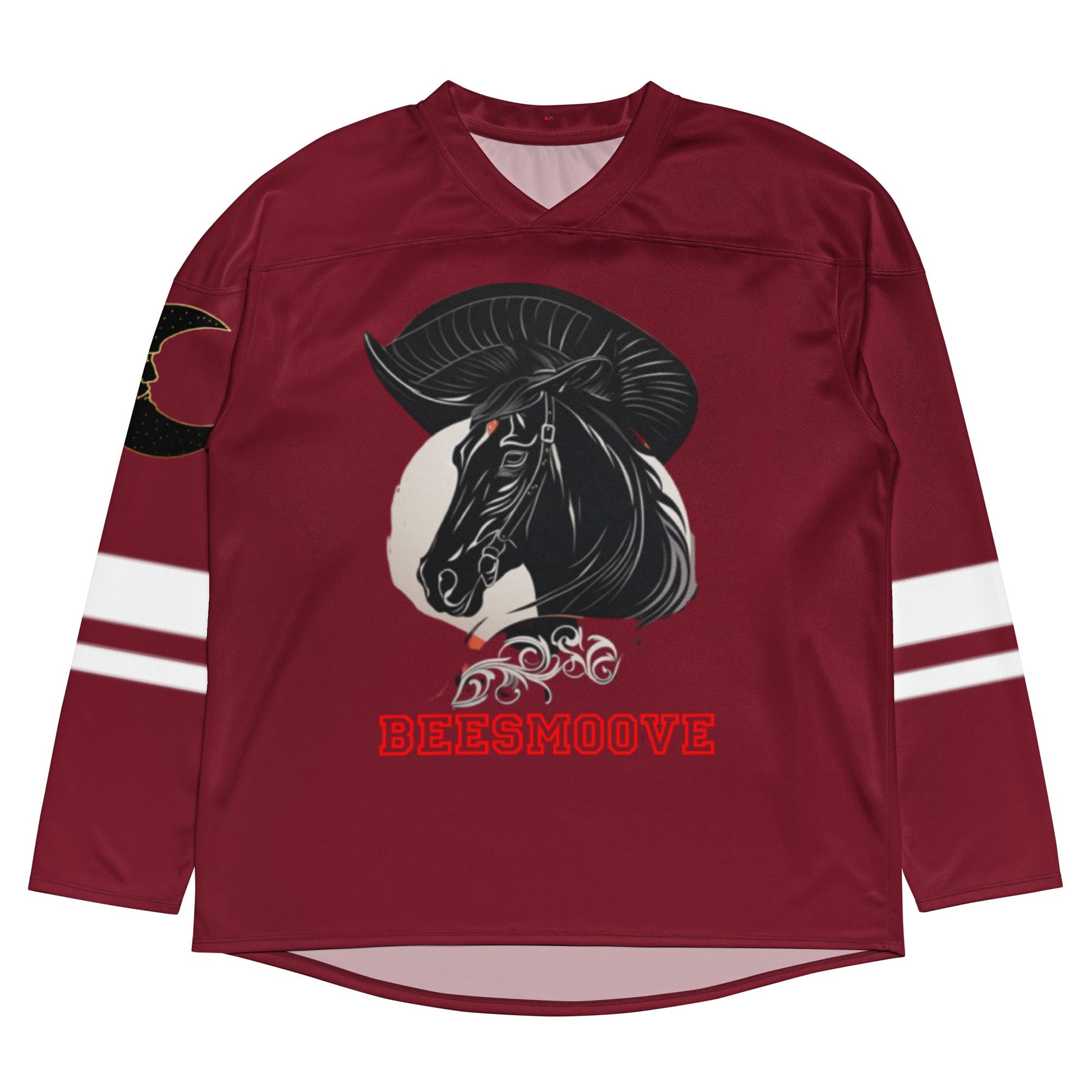 Beesmoove black chess knight horse Recycled hockey fan jersey - Beesmoove