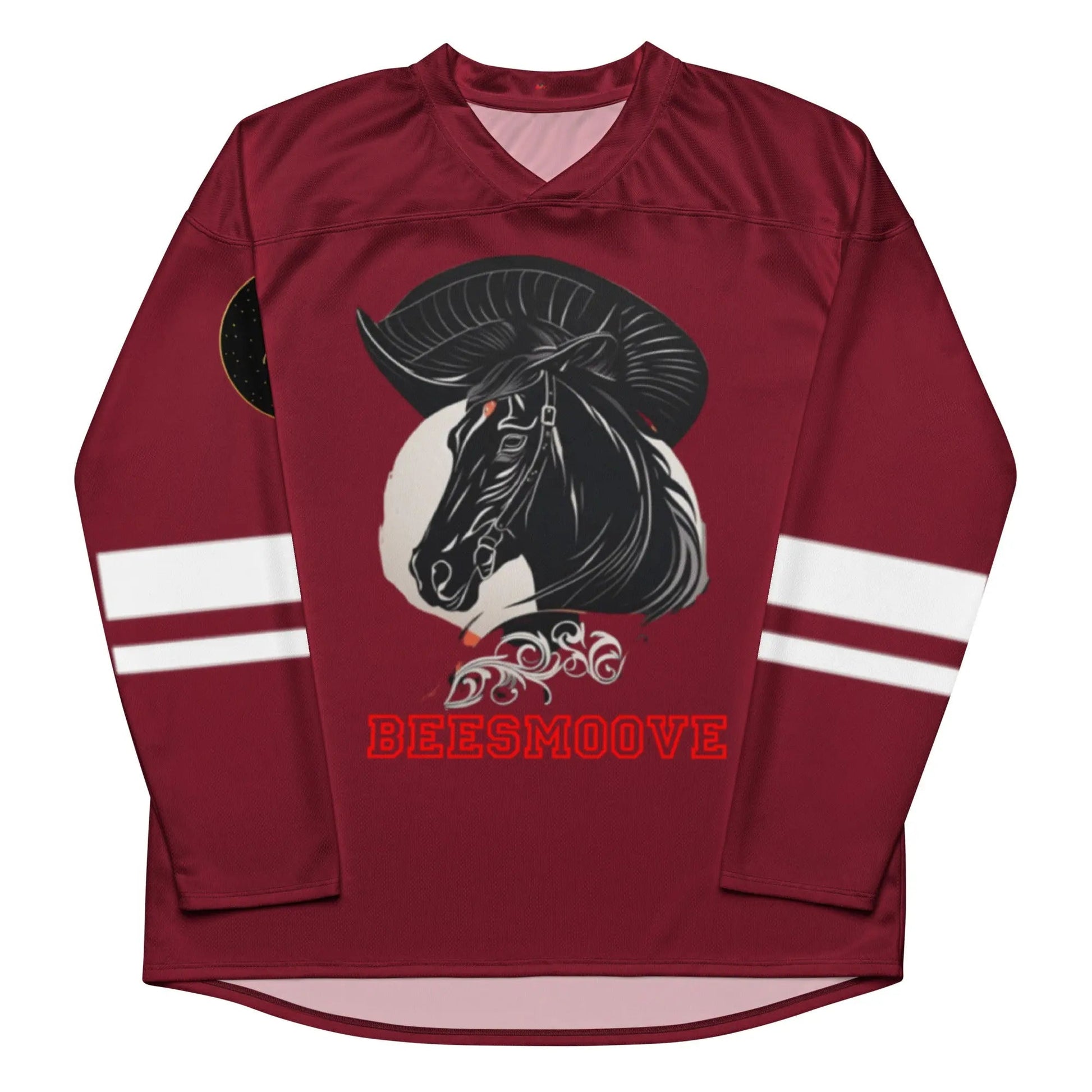 Beesmoove black chess knight horse Recycled hockey fan jersey - Beesmoove