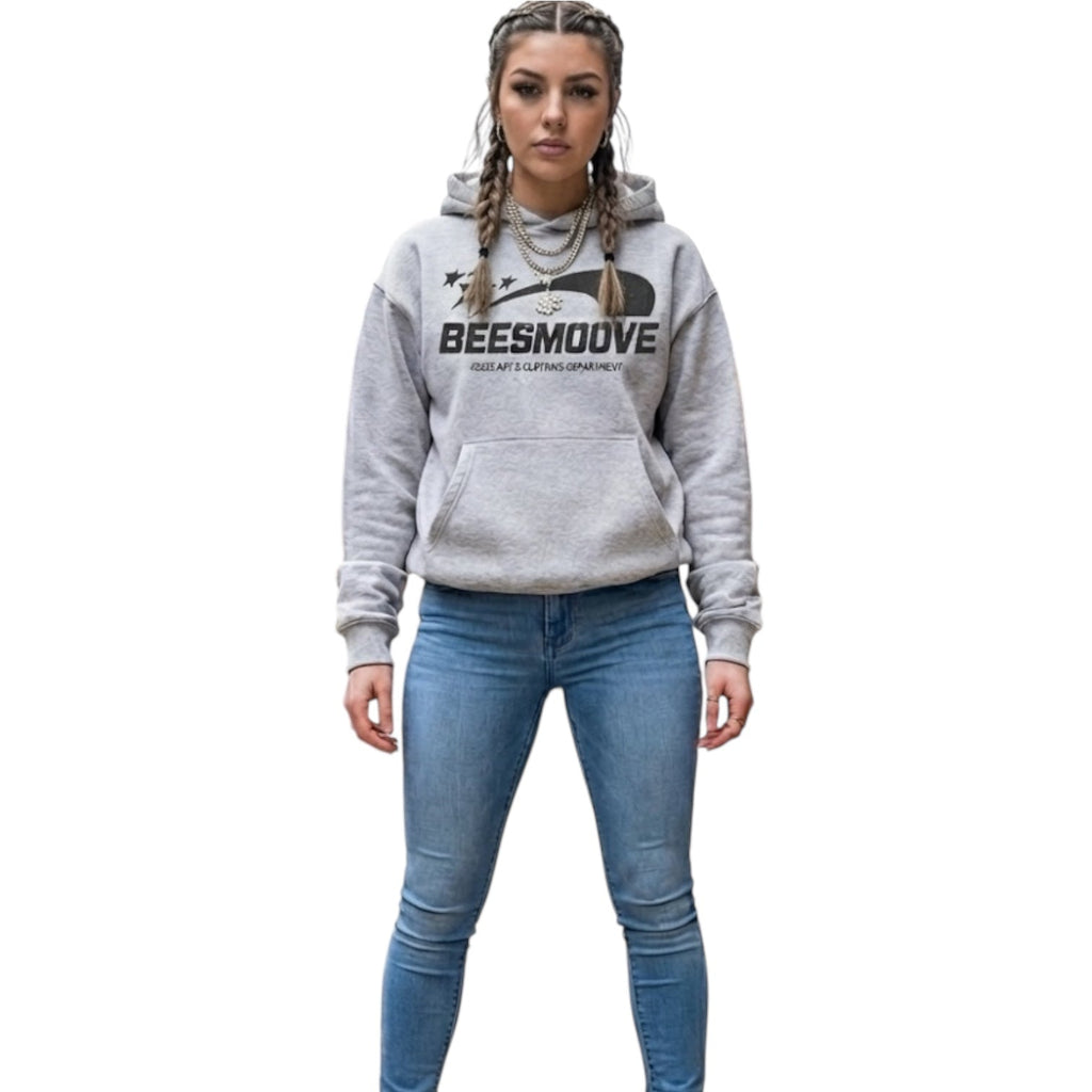 BEESMOOVE black logo Art & Motion Department Oversized Boxy Hoodie - Beesmoove