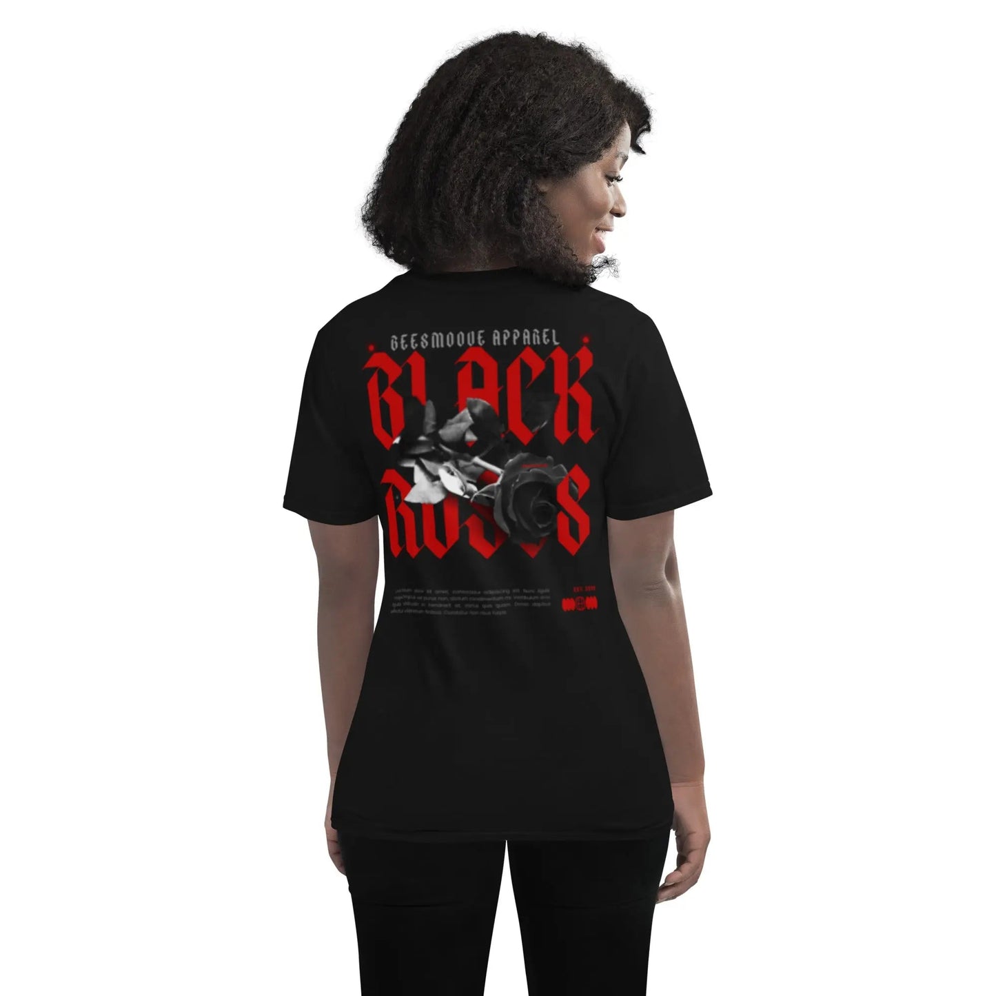 Beesmoove black roses Short - Sleeve T-Shirt - Beesmoove