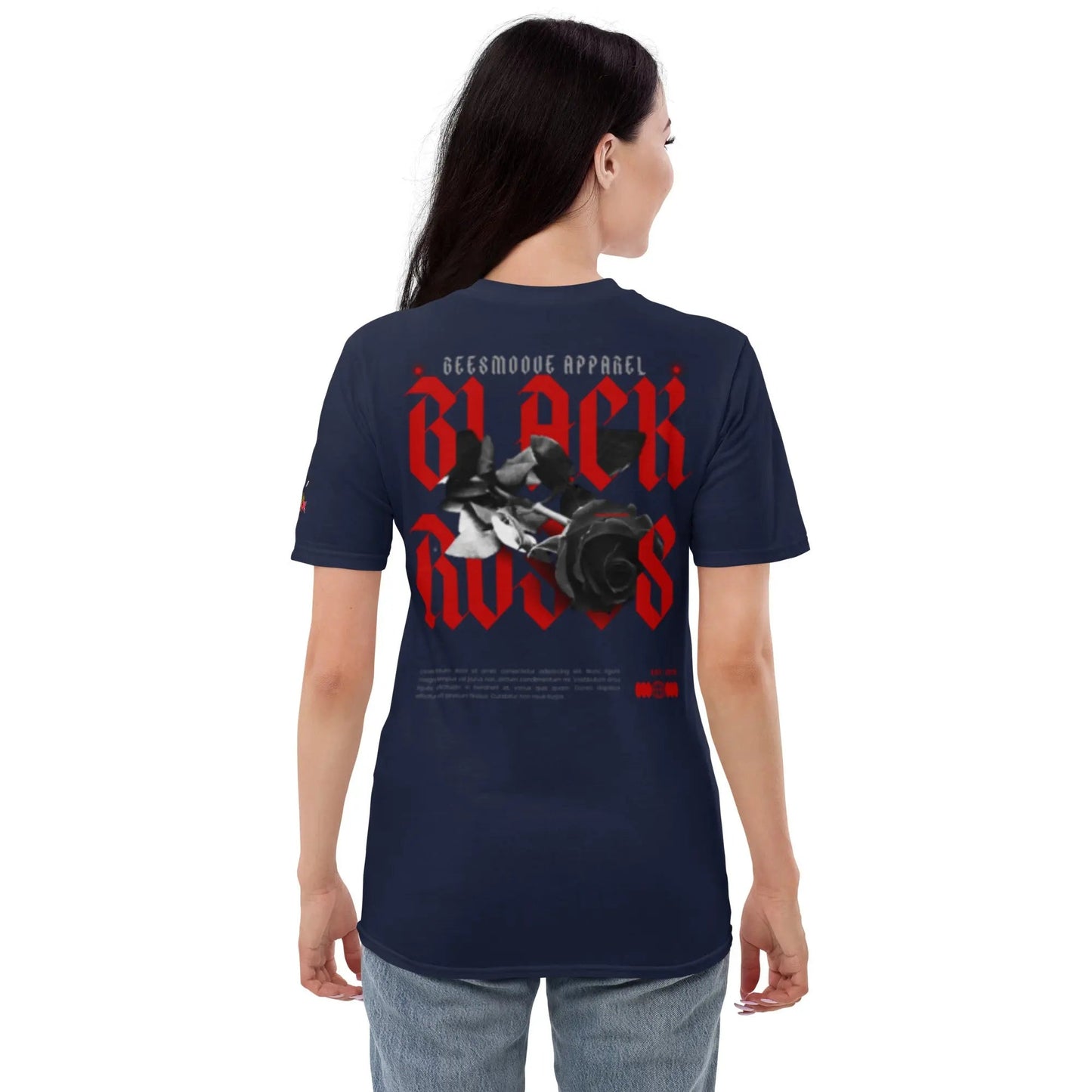 Beesmoove black roses Short - Sleeve T-Shirt - Beesmoove