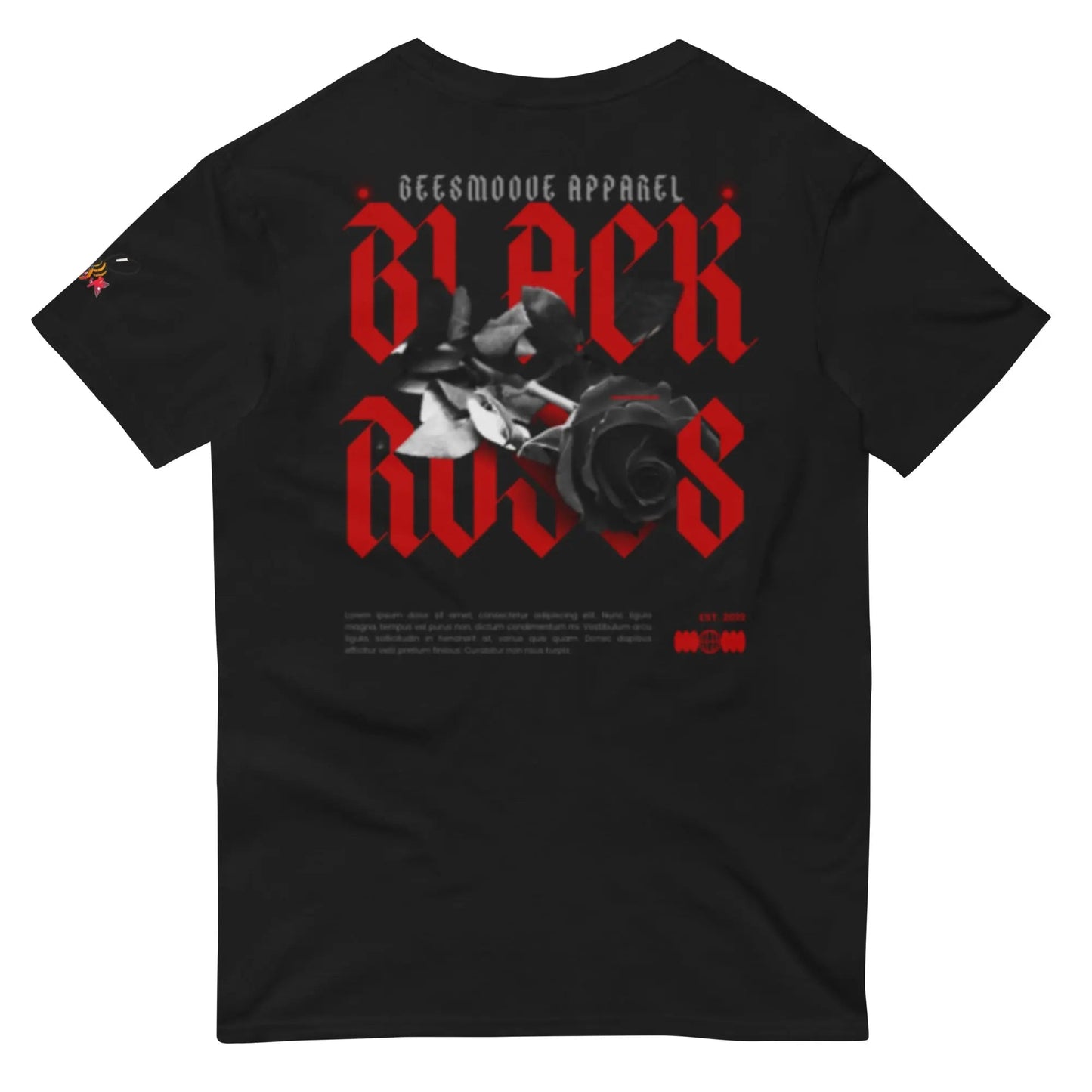 Beesmoove black roses Short - Sleeve T-Shirt - Beesmoove