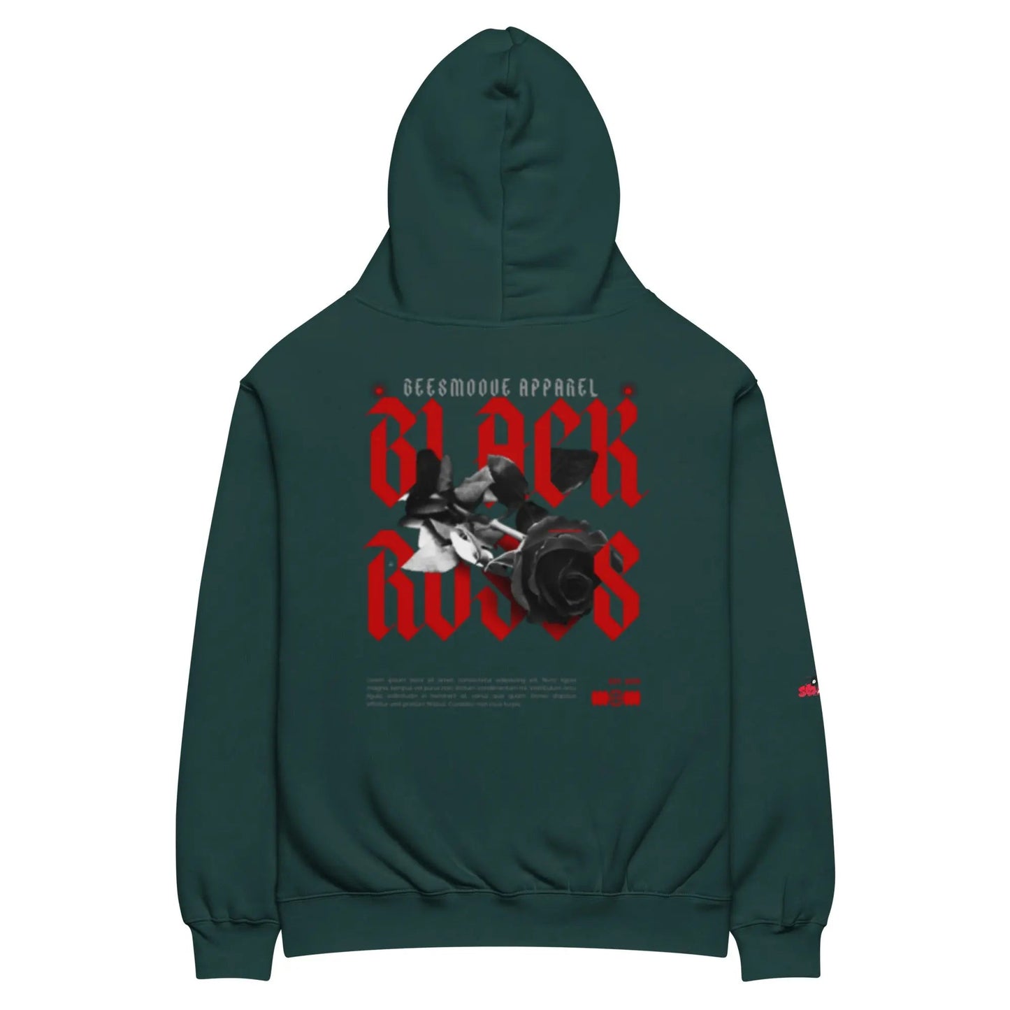 Beesmoove black roses Unisex oversized hoodie - Beesmoove