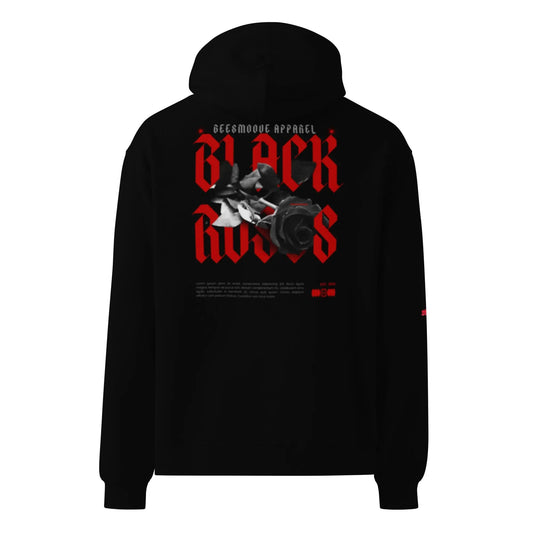 Beesmoove black roses Unisex oversized hoodie - Beesmoove