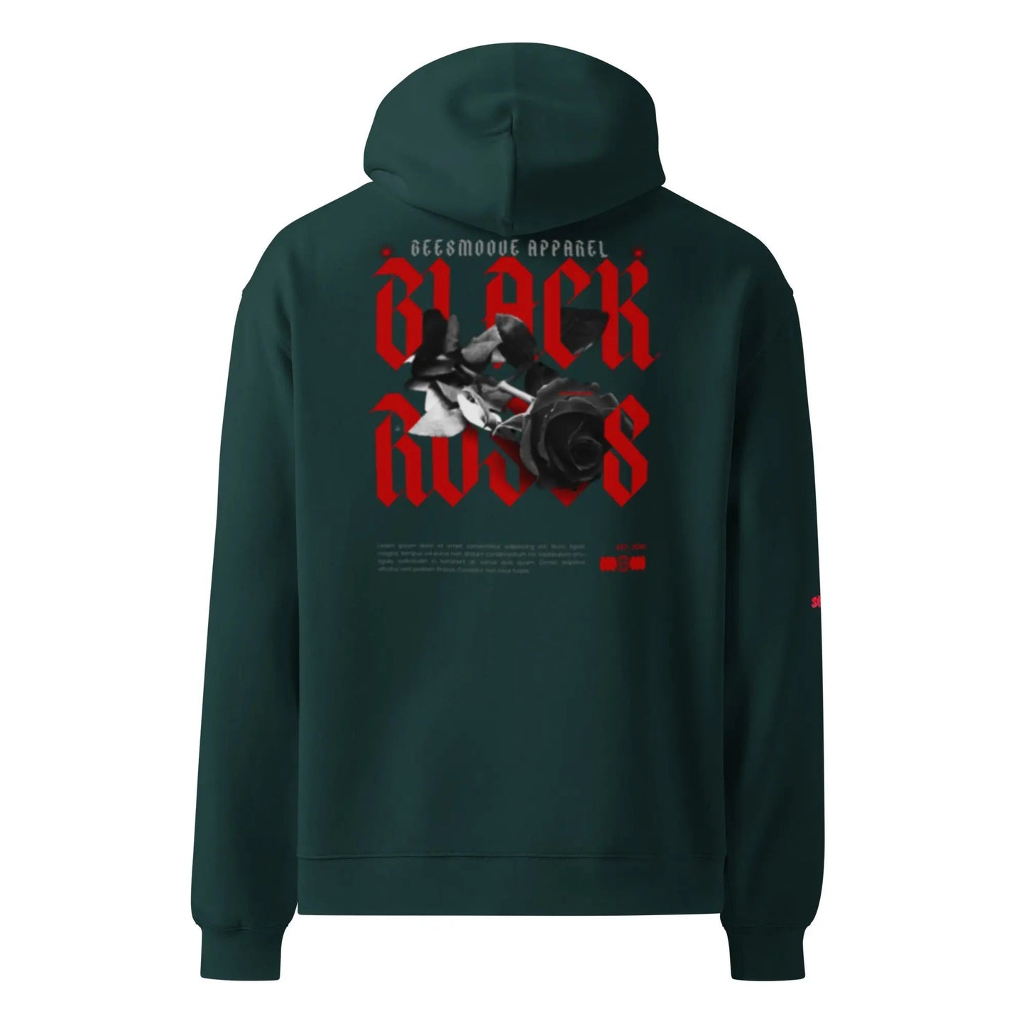 Beesmoove black roses Unisex oversized hoodie - Beesmoove