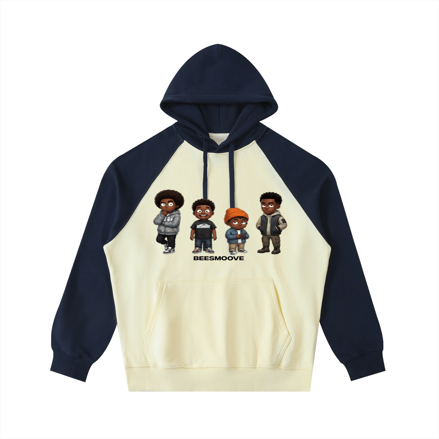 BEESMOOVE BlackSouth Day Ones Color - Block Raglan Sleeve Hoodie - Beesmoove