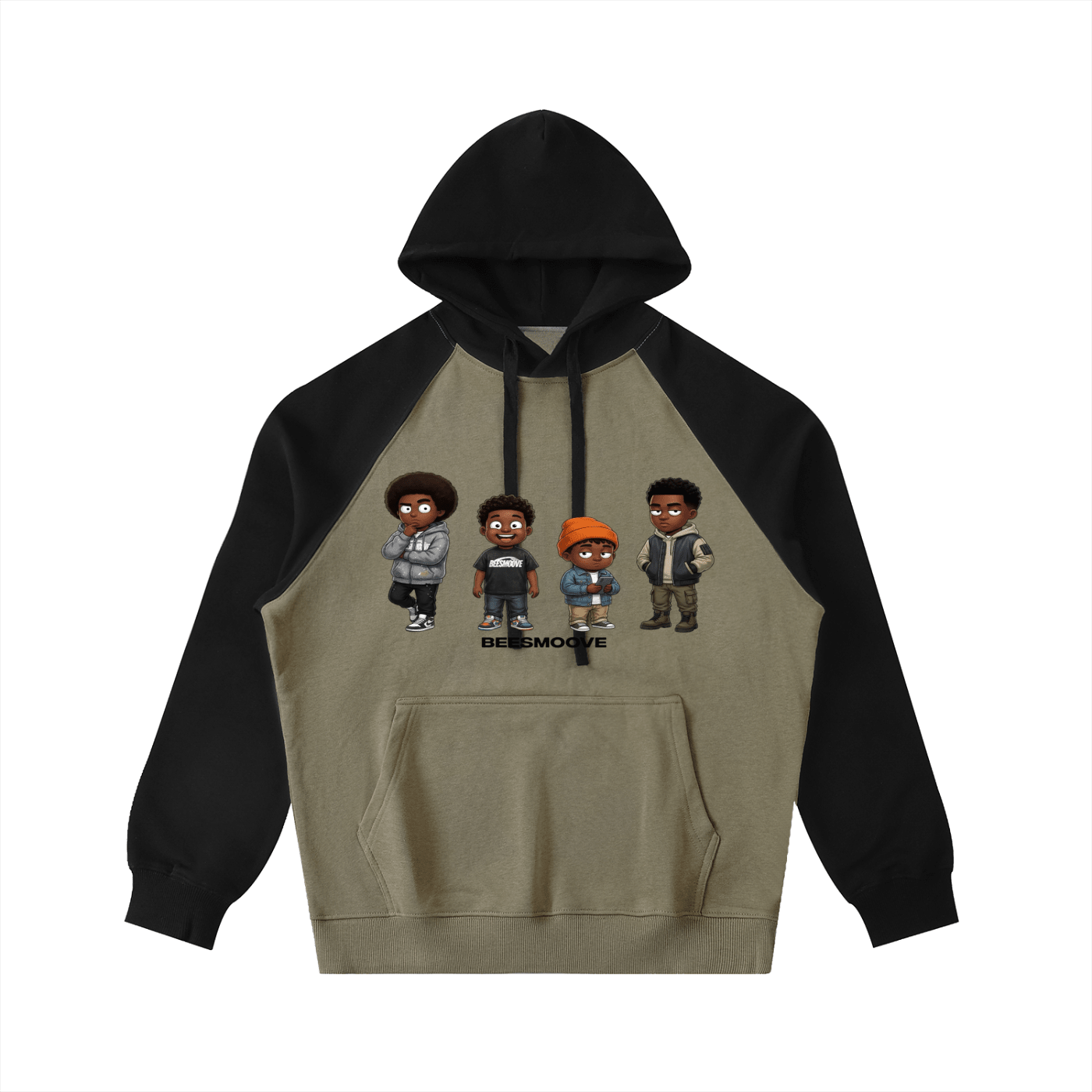BEESMOOVE BlackSouth Day Ones Color - Block Raglan Sleeve Hoodie - Beesmoove